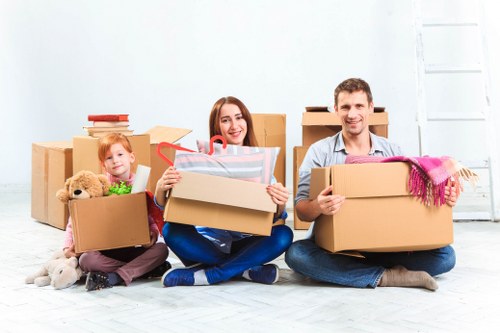 Local moving van service in Acton on a residential street