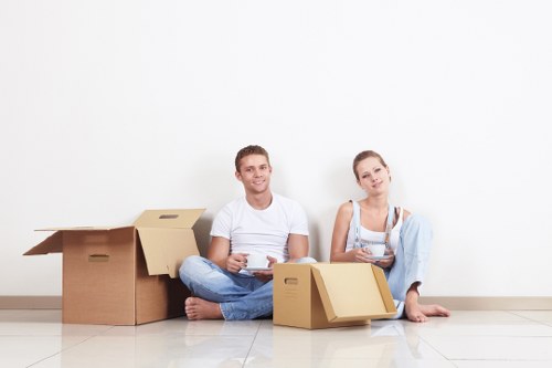Organized packing materials and boxes ready for a move in Acton