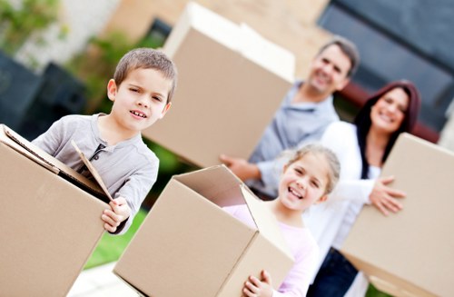 Packed household items prepared for removals in Acton