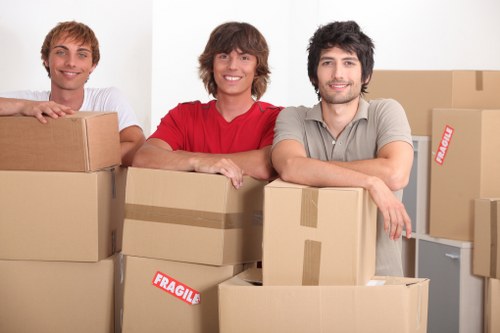 Removal van loaded for a house move near Acton flats