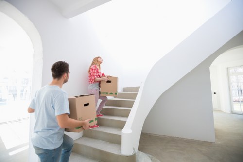 Packing supplies and boxes prepared for a move in Acton